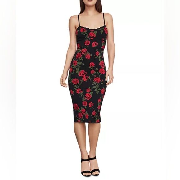 BCBGmaxazria Stunning Rose Knit Jacquard Dress Small - Picture 5 of 10